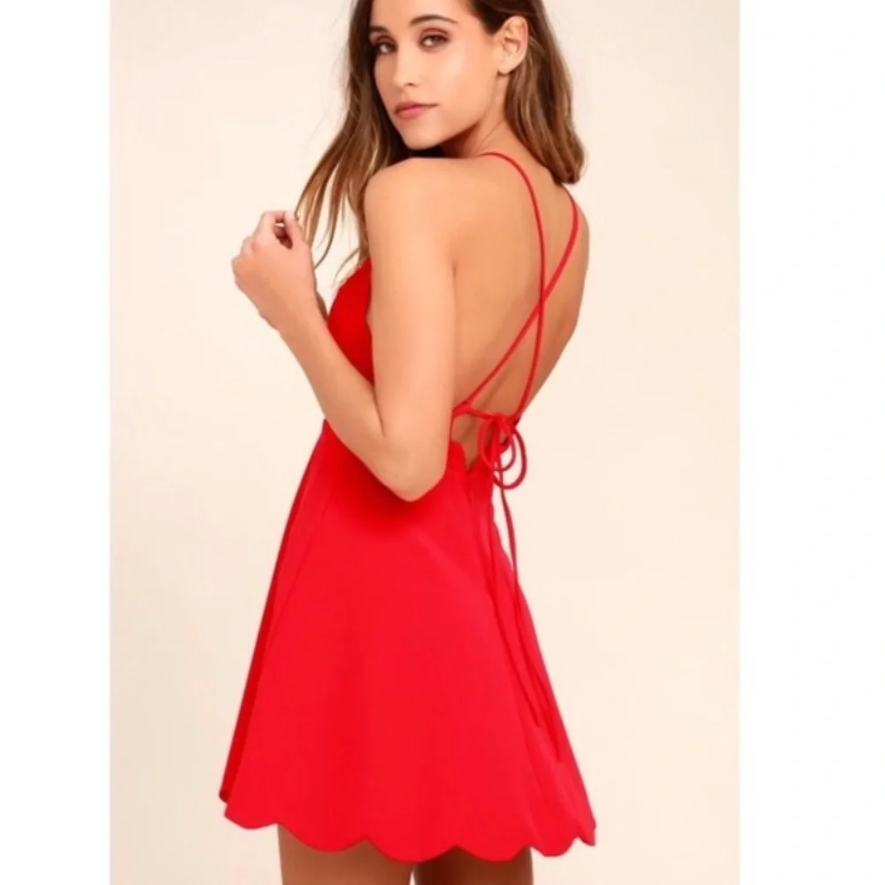 Lulus Play On Curves Red Backless Skater Dress | XS - Picture 2 of 12